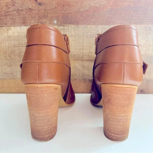 Steve Madden Brown Tan Leather Peep Toe Heeled Booties - Picture 5 of 7